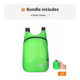 Portable And Foldable Small Backpack; Short-Distance Travel Bag For Men And Women For American Football Spectators - Solid Green*3