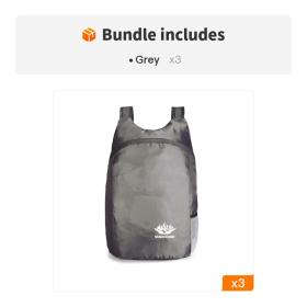 20L Unisex Lightweight Outdoor Backpack; Waterproof Folding Backpack; Casual Capacity Camping Bag For Travel Hiking Cycling Sport - Grey*3