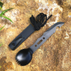 Camping Tableware Outdoor Stainless Steel Knife Fork Spoon Portable Multi-function Picnic Cutlery Outdoor Camping Equipment - Black