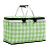 Outdoor Folding Picnic Bag Fruit Basket Thermal Storage Basket - green white