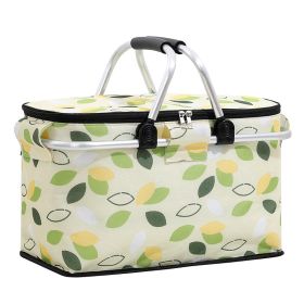 Outdoor Folding Picnic Bag Fruit Basket Thermal Storage Basket - leaves