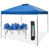 10x10ft Pop Up Canopy Tent Straight Legs Instant Canopy Outdoor With Wheeled Bags - blue - powder coated steel frame