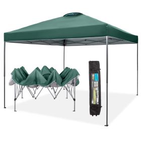 10x10ft Pop Up Canopy Tent Straight Legs Instant Canopy Outdoor With Wheeled Bags - green - powder coated steel frame