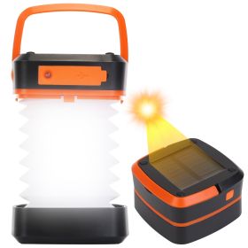 Solar Camping Lantern LED Collapsible Tent Lamp USB Rechargeable Portable Emergency Camping Light for Hiking Fishing Outdoor - White