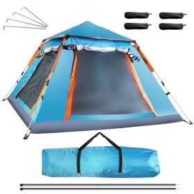 4-5 Person Camping Tent Outdoor Foldable Waterproof Tent with 2 Mosquito Nets Windows Carrying Bag for Hiking Climbing Adventure Fishing - Blue