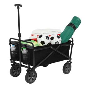 Compact Outdoor Folding Utility Wagon, Black - Black