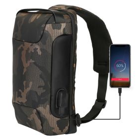 Men's Sling Backpack Waterproof Anti-theft Shoulder Crossbody Chest Bag Messenger Sling Bag Daypack with USB Charging Port - Camouflage