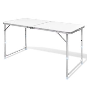 Foldable Camping Table Height Adjustable Aluminum 47.2"x23.6" - White