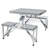 Foldable Camping Table Set with 4 Stools Aluminum Extra Light Gray - Grey