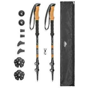 Aluminum Quick Lock Trekking Poles - Collapsible Walking or Hiking Stick - Orange - Orange