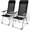 Camping Chairs 2 pcs Black Aluminum 22"x23.6"x44.1" - Black