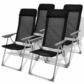 Camping Chairs 4 pcs Black Aluminum 22"x23.6"x44.1" - Black