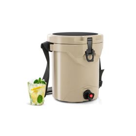 Portable Drink Cooler Insulated Ice Chest with Adjustable Strap - Beige - Coolers