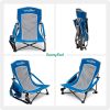 Low Folding Camping Chair, Portable Beach Chairs, Mesh Back Lounger For Outdoor Lawn Beach Camp Picnic - blue