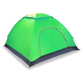 4 Persons Camping Waterproof Tent Pop Up Tent Instant Setup Tent w/2 Mosquito Net Doors Carrying Bag Folding 4 Seasons  - Green