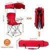 Foldable Beach Canopy Chair Sun Protection Camping Lawn Canopy Chair 330LBS Load Folding Seat - Red