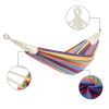 Polyester Cotton Hammock Small Color Stripe Natural Rope 200*150Cm With Two 2M Tie Ropes   Back Bag AL - Small Color Bars