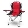 Foldable Camping Chair Heavy Duty Steel Lawn Chair Padded Seat Arm Back Beach Chair 330LBS Max Load with Cup Holder Carry Bag - Red