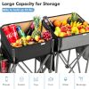 2 Pieces Folding Camping Tables with Large Capacity Storage Sink for Picnic - black and grey