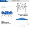 10x10ft Pop Up Canopy Tent Straight Legs Instant Canopy Outdoor With Wheeled Bags - blue - powder coated steel frame