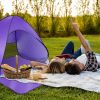 Pop Up Beach Tent Sun Shade Shelter Anti-UV Automatic Waterproof Tent Canopy for 2/3 Man w/ Net Window Storage Bag - Purple