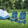 4-Pack 5-Position Outdoor Folding Backpack Beach Reclining Chair with Pillow - Navy