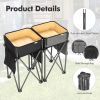 2 Pieces Folding Camping Tables with Large Capacity Storage Sink for Picnic - black and grey