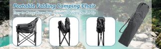 Folding Camping Moon Padded Chair with Carry Bag - grey