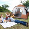 240*240*150cm Spring Quick Opening Four-Person Family Tent Camping Tent Brown - as picture