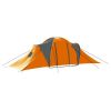 Camping Tent 9 Persons Fabric Gray and Orange - Orange