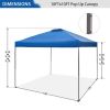 10x10ft Pop Up Canopy Tent Straight Legs Instant Canopy Outdoor With Wheeled Bags - blue - powder coated steel frame