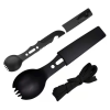 Camping Tableware Outdoor Stainless Steel Knife Fork Spoon Portable Multi-function Picnic Cutlery Outdoor Camping Equipment - Black