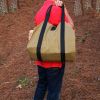 Outdoor Canvas Firewood Storage Bag Logging Tote Bag - Khaki