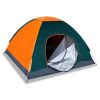 4 Persons Camping Waterproof Tent Pop Up Tent Instant Setup Tent w/2 Mosquito Net Doors Carrying Bag Folding 4 Seasons  - Orange