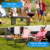 Foldable Camping Table Collapsible Picnic Aluminum Alloy Grill Stand 88LBS Max Load BBQ Table with 2 Side Trays - Black