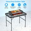 35.62x23.42x25.9in Foldable Camping Table Collapsible Picnic Aluminum Alloy Grill Stand 88LBS Max Load Height Adjustable BBQ Table - Black