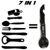 Camping Tableware Outdoor Stainless Steel Knife Fork Spoon Portable Multi-function Picnic Cutlery Outdoor Camping Equipment - Black