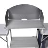 Foldable Camping Kitchen Unit with Windshield Aluminum - Silver