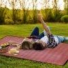 60" x 78" Waterproof Picnic Blanket Handy Mat with Strap Foldable Camping Rug - Red